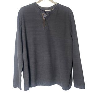 ROWM Mens Henley Long Sleeve Heathered Blue Cotton Size XL